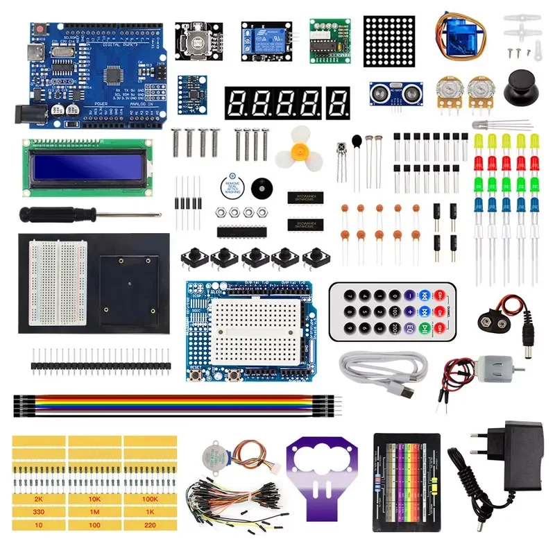 DIY Electronic STEM Cost Effective Electronics Starter Kit, Stepper Motor DIY Sensor Learning Project Kit for Arduino R3