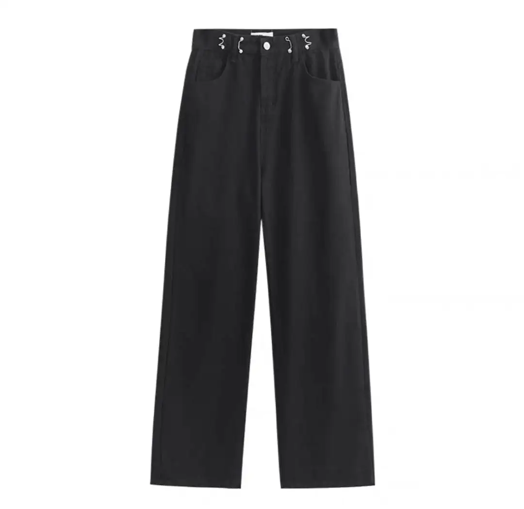 Extra Large Size Women's Casual Thin Bla Denim Jeans Wide Leg Comfortable Faionable plus Size Women's Clothing