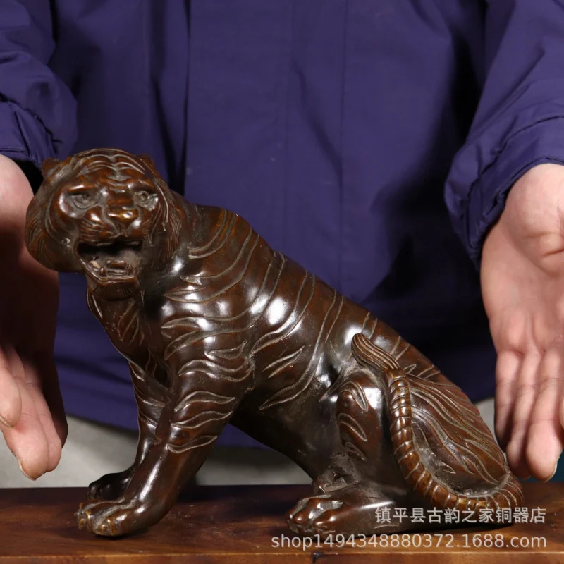 Pure Copper Roar Ornament Mountain Tiger Zodiac Home Office Desk Decoration Craft