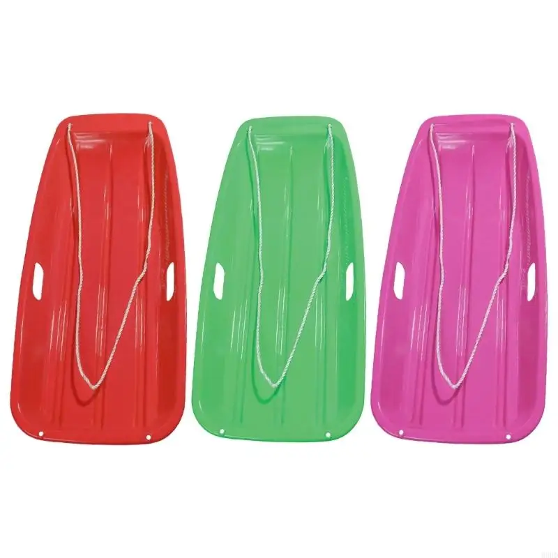 

2Pcs Plastic Cold Resistant Toboggan Plastic Sled Board Snow Sled with Pull Rope and Handle for Easy Direction Control 69HD