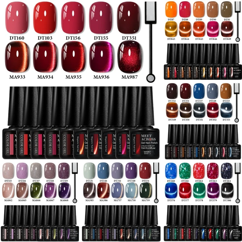 

Набор магнитных гель-лаков и цветных гель-лаков для ногтей с магнитной палочкой, полуперманентный замачиваемый УФ-светодиодный гель-лак, зимний дизайн ногтей