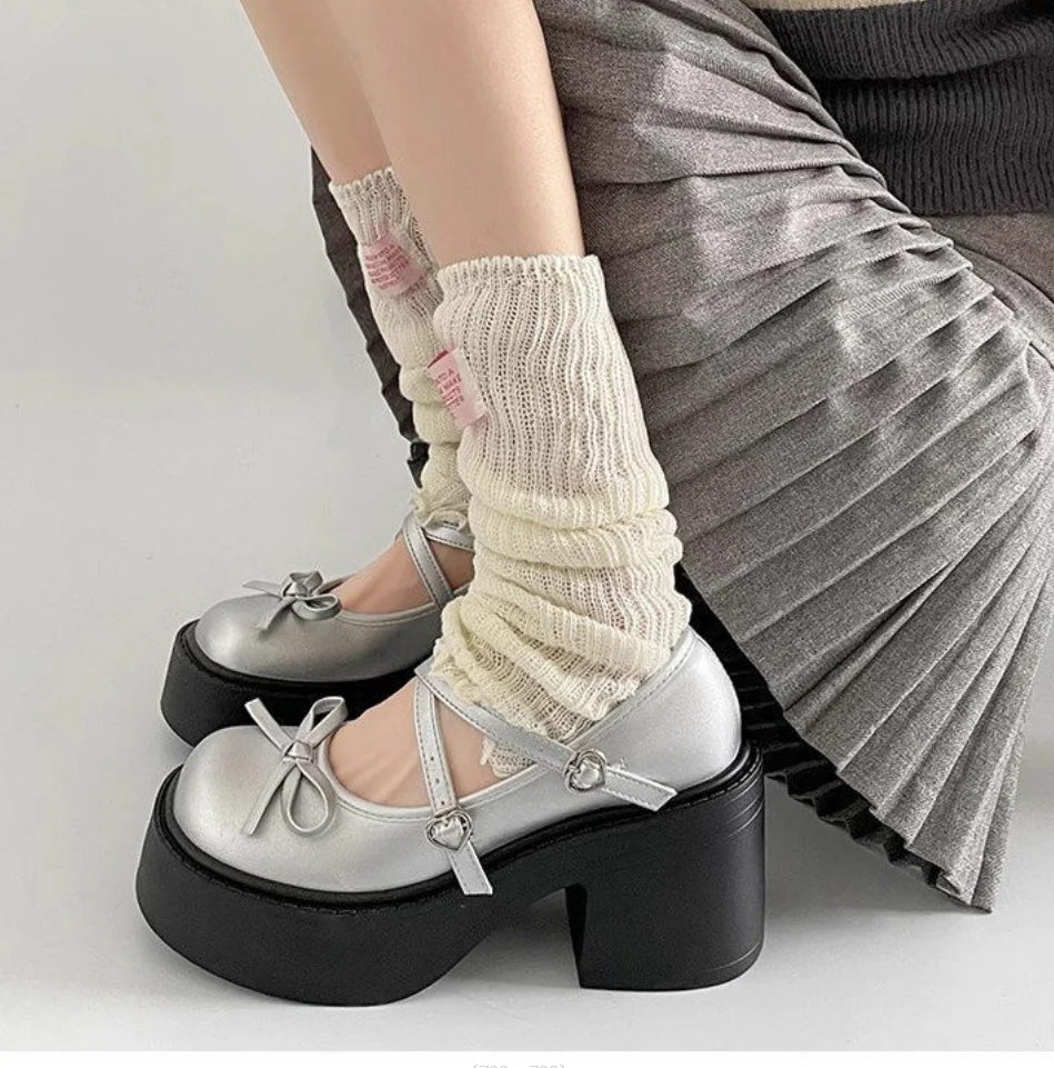 Lolita Shoes Women Japanese Style Mary Jane Shoes Women Vintage Shallow High Heels Chunky Platform Shoes Cosplay Female Sandals