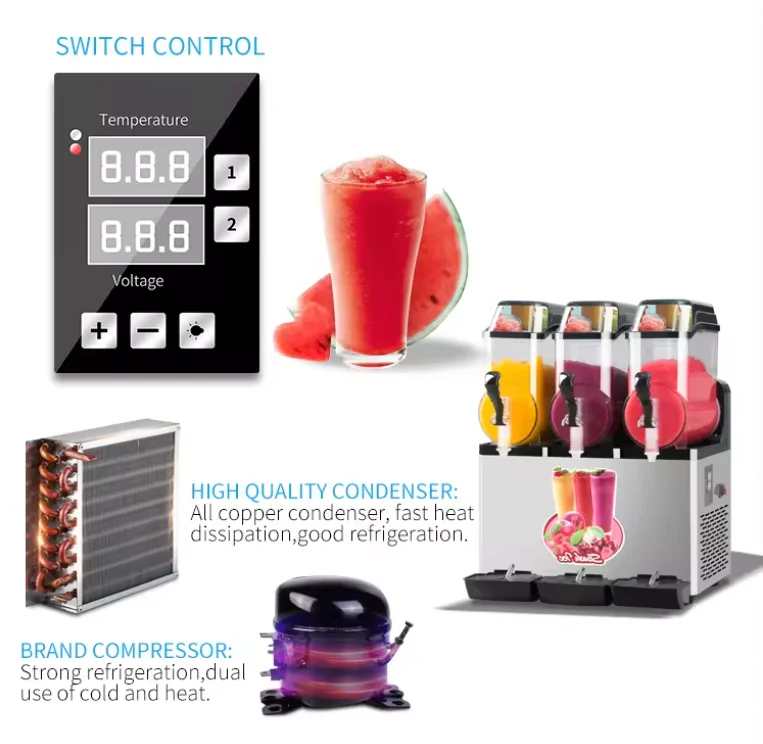 Stainless Steel Snow Melt Machine  Double Cylinder Slush Smoothie Machine Cold Drink Machine