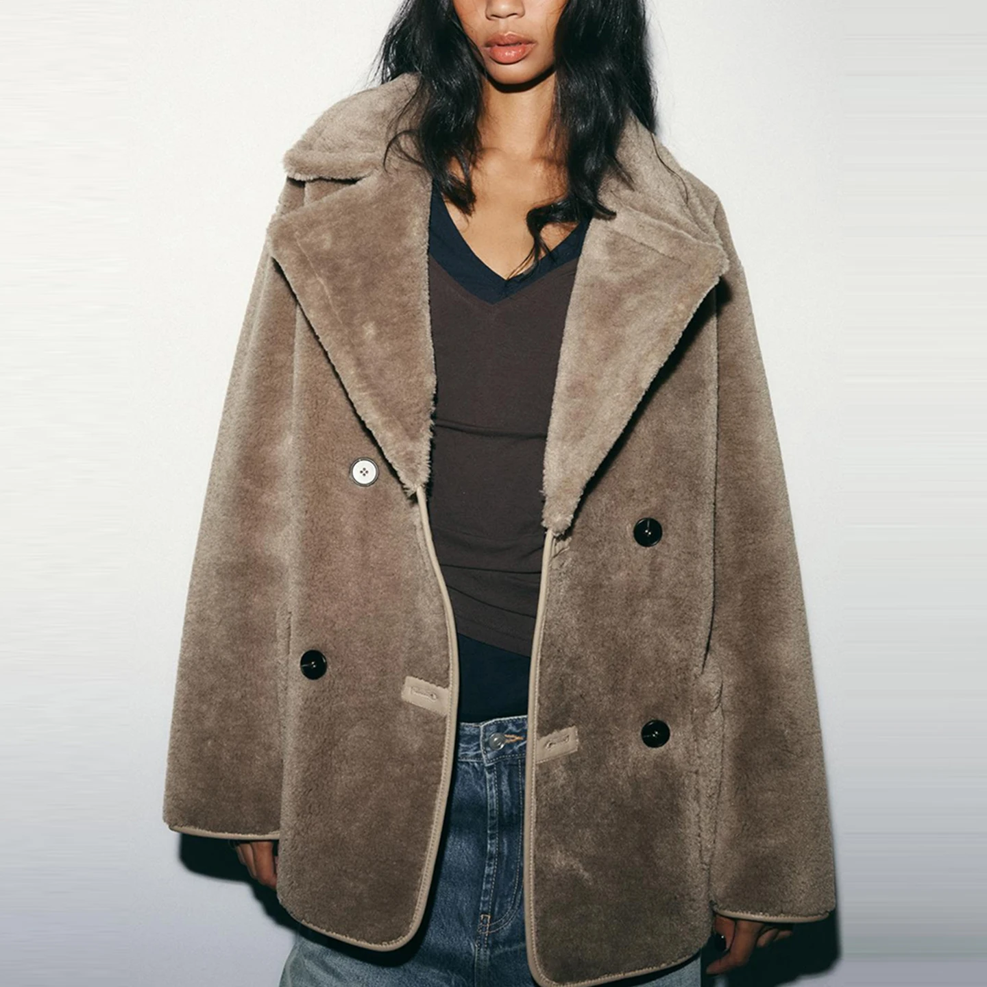 Z Abrigo personal Faionable de doble cara para mujer 2025 Nuevo abrigo de invierno Sle Stand Fit Abrigo largo de invierno Sve