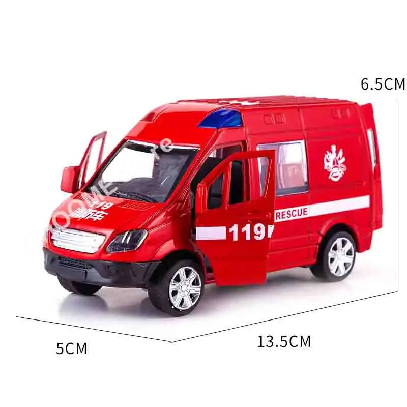 Simulated Fire Fighting Scene Car Mini Pull Back Toy Vehicle Model Wind Up Police Truck Ambulance for Children Boys Gift