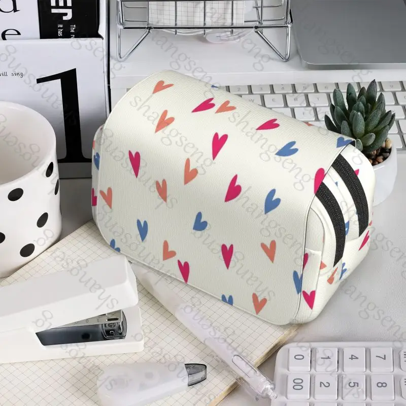 Heart lover Pencil Case Double Flip Pencil Case School Supplies Children's Pencil Case Storage Cosmetic Bag Gift