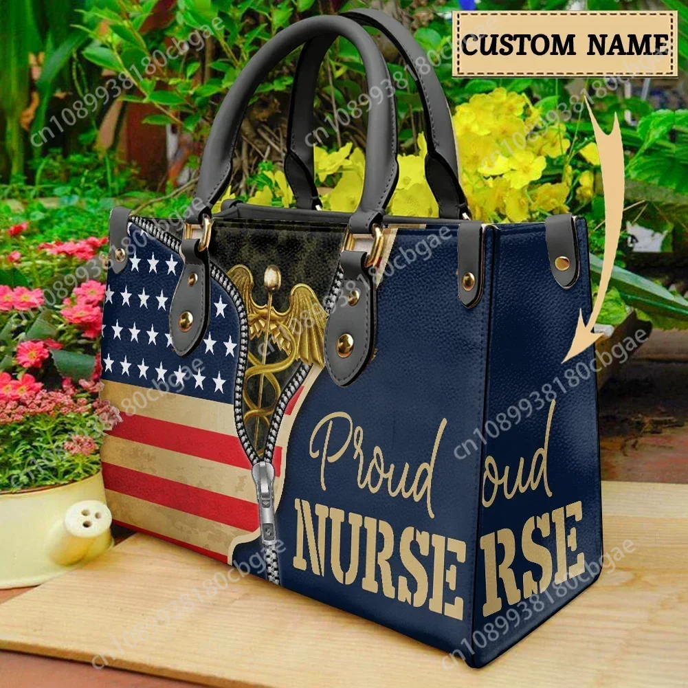 

American Flag Pride Nurse Design Women's Handbag New High Quality Leather Hardware Zipper Crossbody Bags Single Fashion Backpack
