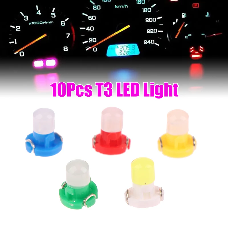 

10Pcs 5-Colors T3 Dash Indicator Light Panel Bulb COB 1SMD Wedge LED Instrument Dashboard Lamp Car Interior Accessories