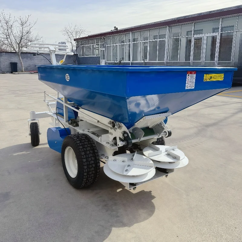 Espalhador de sal de disco duplo, espalhador de fertilizante automotor, espalhador de ração