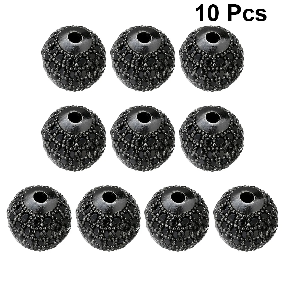10pcs 8Mm Cubic Zirconia Loose For Bracelet Jewelry Making Handmade Craft Pendants Rhinestones Metal Beads Stringing Material