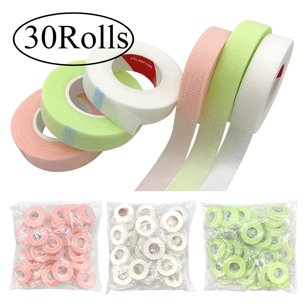 30Rolls Eyelash Tape 9M Eyelash Extension Paper Tape Wholesale Breathable Non-woven Cloth Adhesive Patches Under Eye Pad