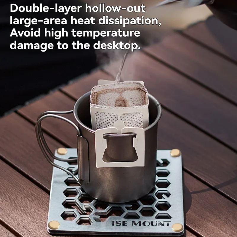 

Уличная изолированная подставка из нержавеющей стали, двухслойная подставка для чашек, легкая посуда для кемпинга, металлическая термостойкая тарелка