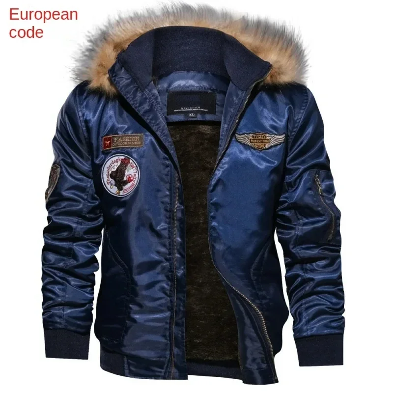 Parka masculina com capuz de algodão com gola de lã, jaqueta grossa, casaco à prova de frio, caminhada ao ar livre, neve, inverno quente