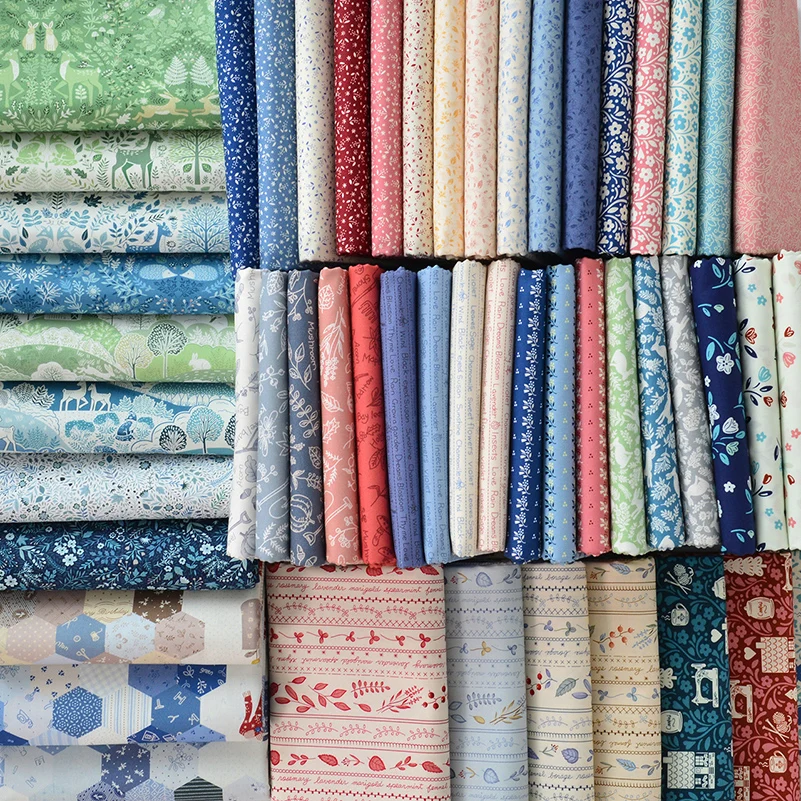 Morris Arabesque Letters Hexagonal Printed Fabric Pure Cotton 20s for DIY Patchwork Home Fabric Printing by Half Meter