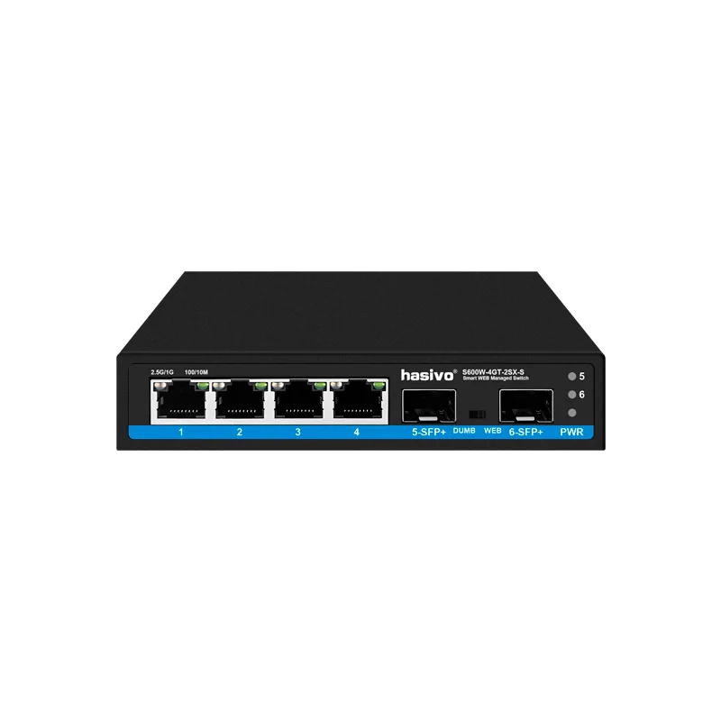 Inteligentna sieć zarządzana 4-portowy przełącznik 2.5Gbps RJ45 z 2x10G SFP + 10Gbps