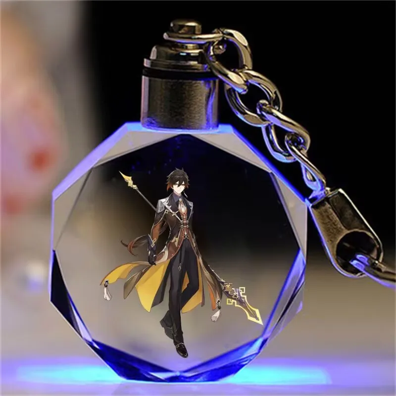 Genshin Impact, брелок с кристаллами вспышки из мультфильмов и аниме, подвеска для школьной сумки, Raiden General, орех, Чжунли, Сяо, сувенир