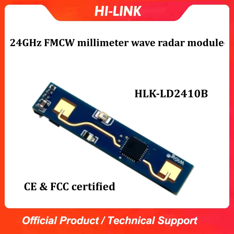 

Origin HLK-LD2410B 24G Millimeter Wave Radar Sensor Static Human Presence Micro Motion Detector For Smart Lighting Home Security