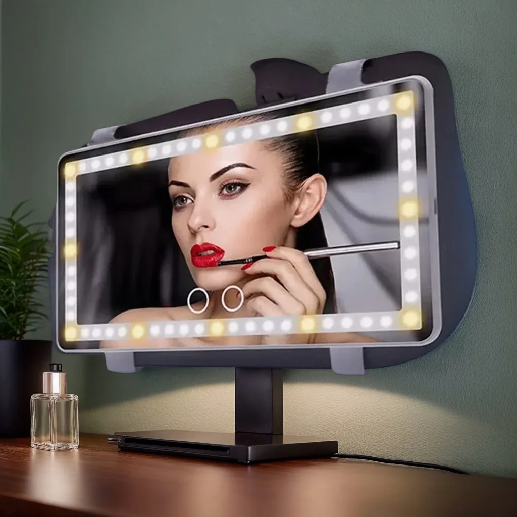 

Автомобильное зеркало с солнцезащитным козырьком — перезаряжаемое 3-режимное зеркало для макияжа с 60 светодиодами с регулируемой яркостью