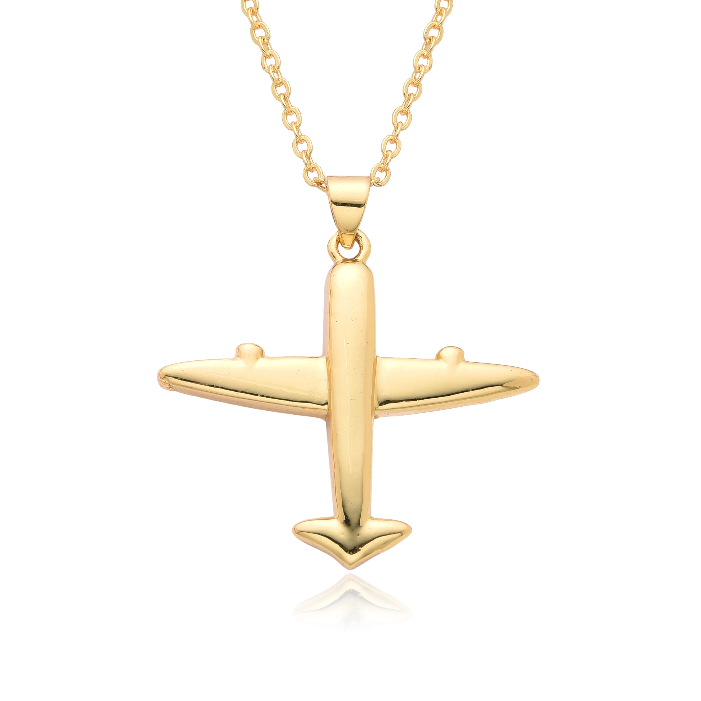 Minimalist Gold Color Airplane Necklace for Women Men Gift Cubic Zircon Aircraft Charms Jet Clavicle Chain Pendant DIY Jewelry