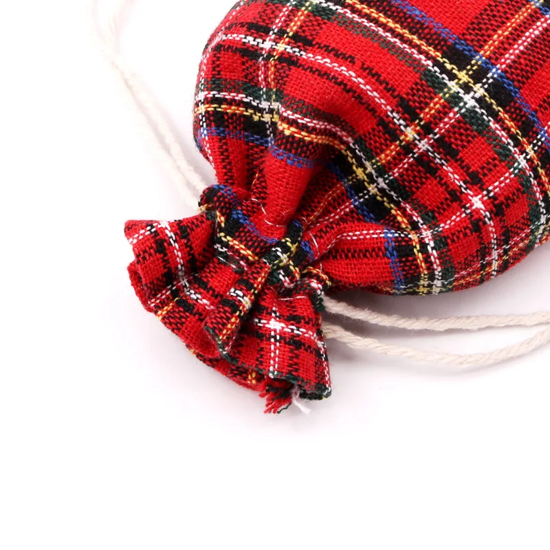 Custom. In Stock Red Plaid Cotton Drawstring Bags Candy Bags Packaging Bags