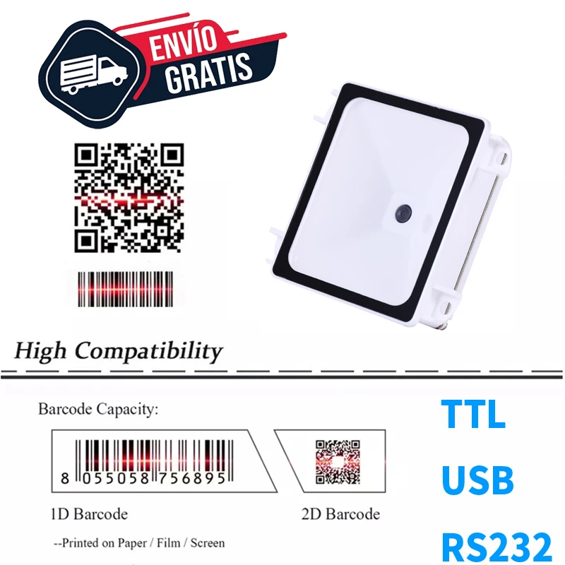 Envio Grátis EVAWGIB Module de scanner de codes-barres RS232 USB TTL 2D mini taille intégré Lecteur QR à détection sensible