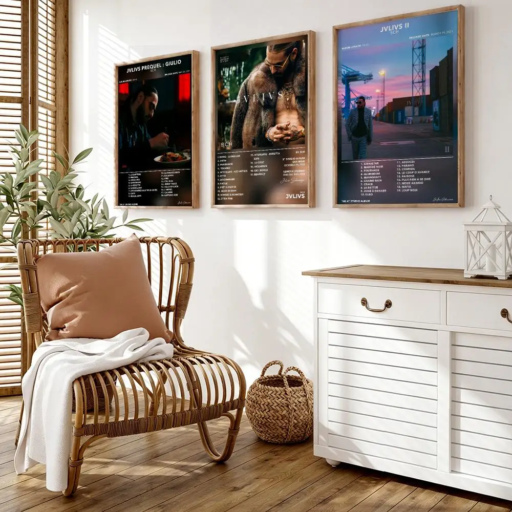 Rapper SCH J-Julien Schwarzer Poster Wall Stickers HD Painting Self Adhesive Art Decals for Bedroom Living Room Home Decor