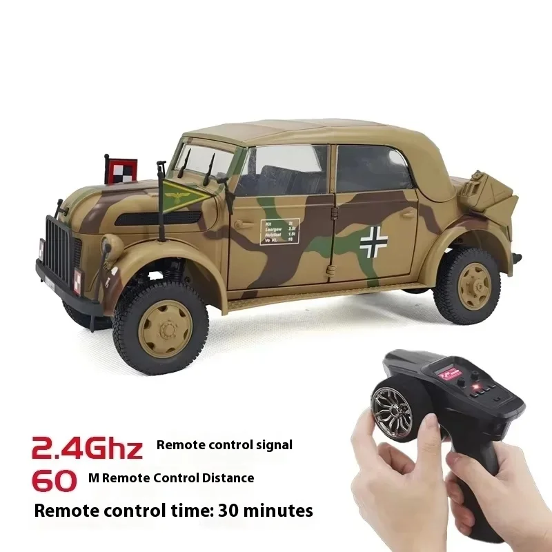 Remote Control 1/18 Car German Command Car Sound And Light Remote Control Climbing Car Smoke Simulation Military Model Boy Toys