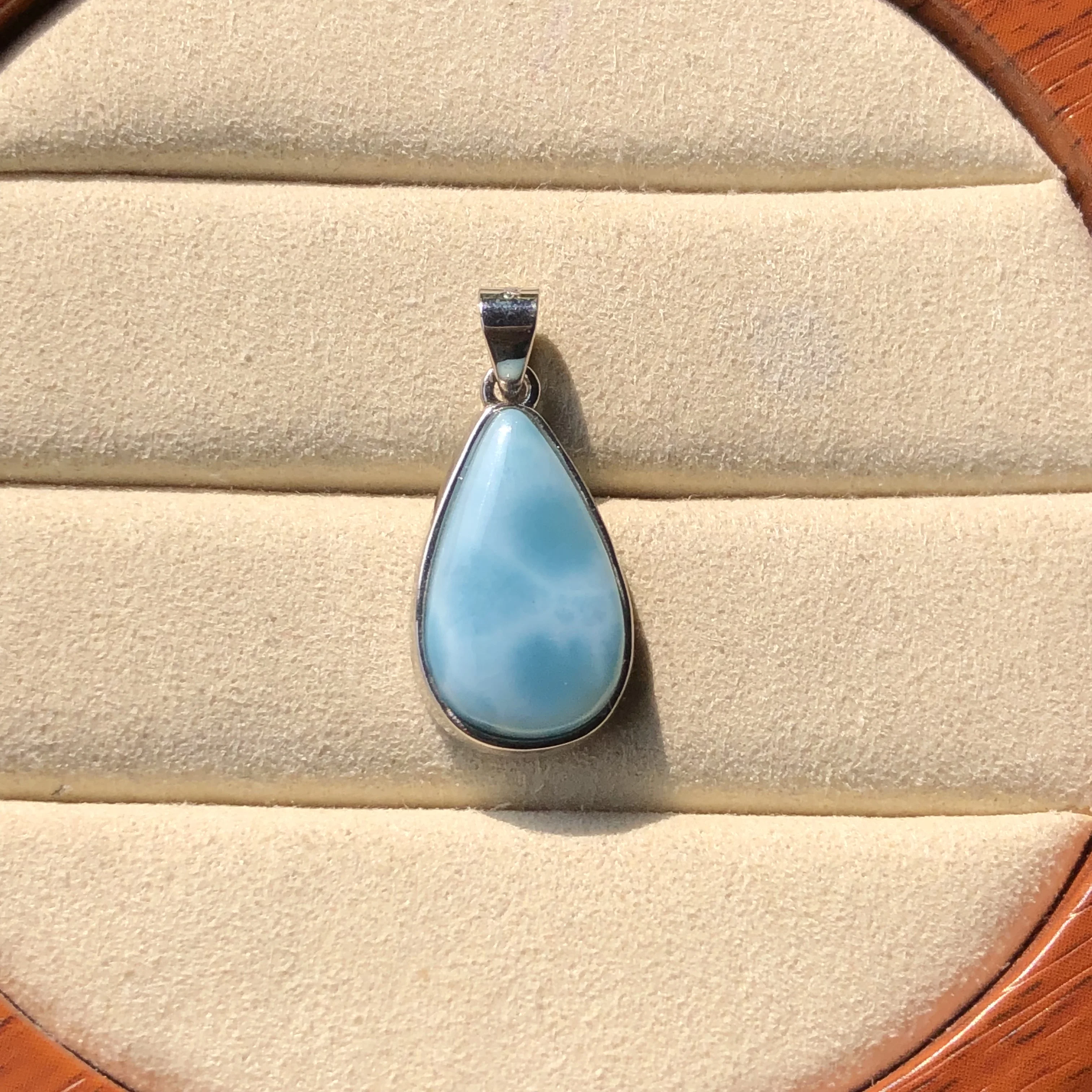 

1 Pc Fengbaowu Natural Larimar Water Drop Pendant 925 Sterling Silver Reiki Healing Stone Jewelry Gift Women