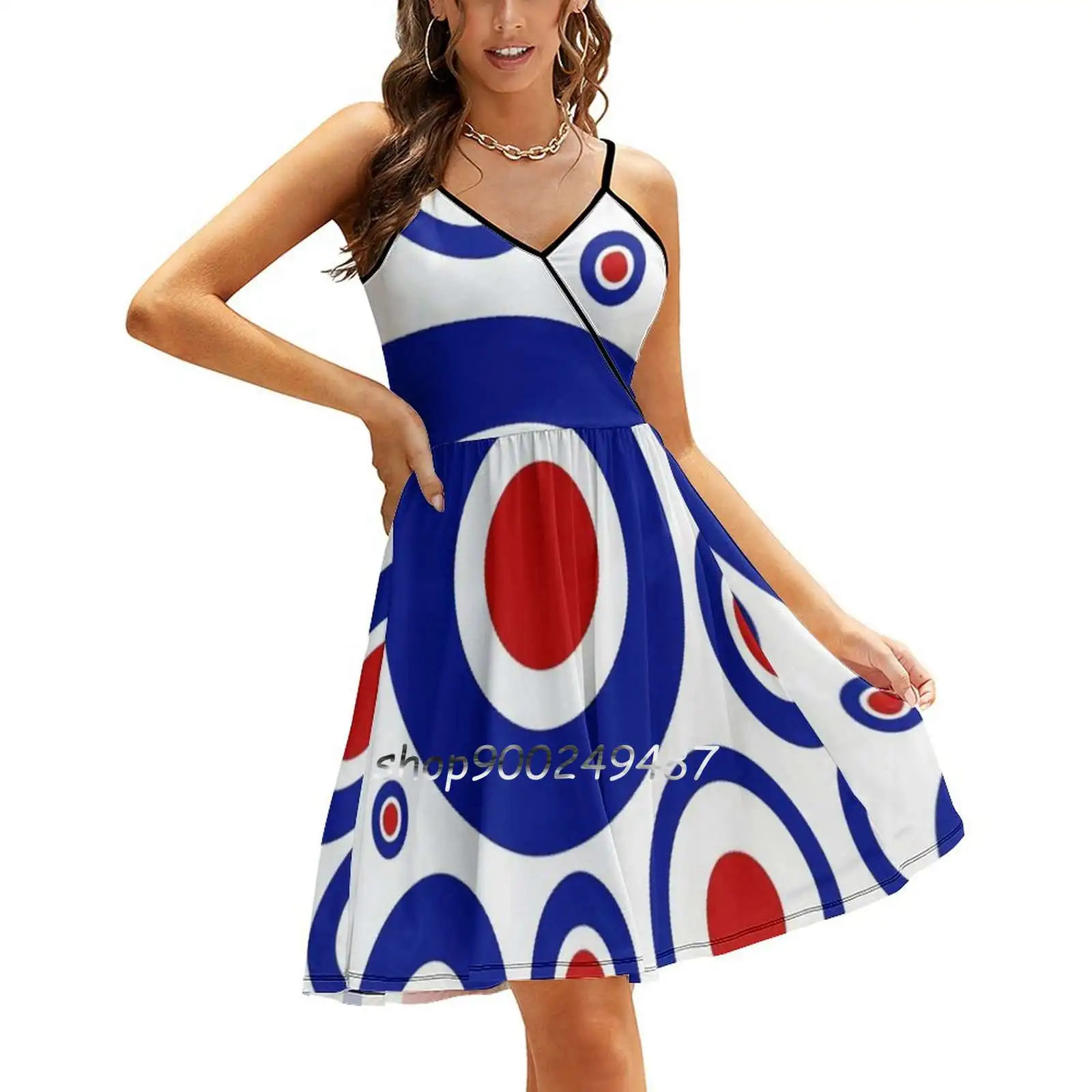 Varied Mod Target Pattern New Summer Cut Sexy Dresses Ladies Club Wear Party Sundresses Circle Mod Mod Target Mods Mod Revival