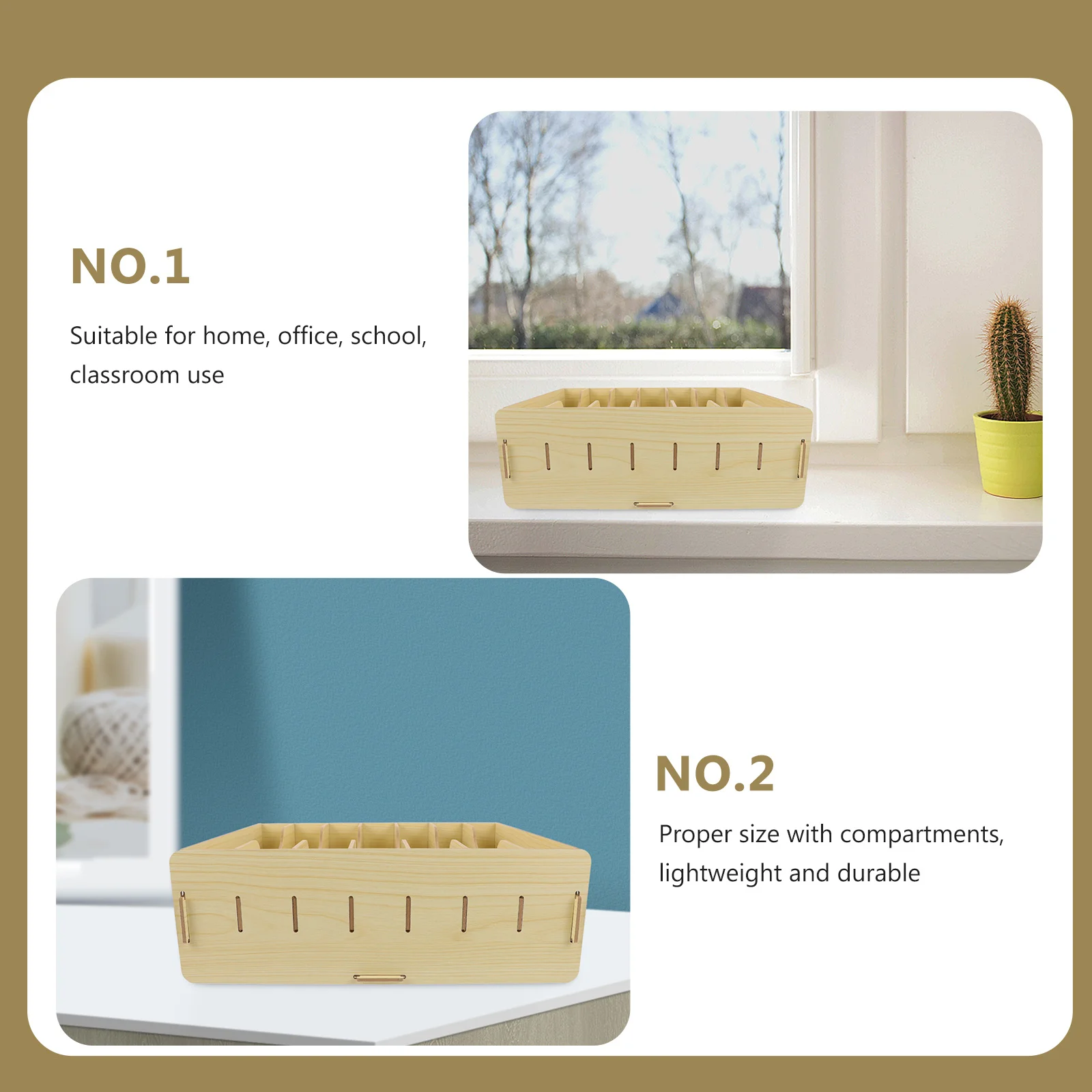 صندوق تخزين اللوازم المكتبية منظم سطح المكتب الخشبي للقرطاسية ومستحضرات التجميل والعصارة والمدرسة المنزلية والخشب