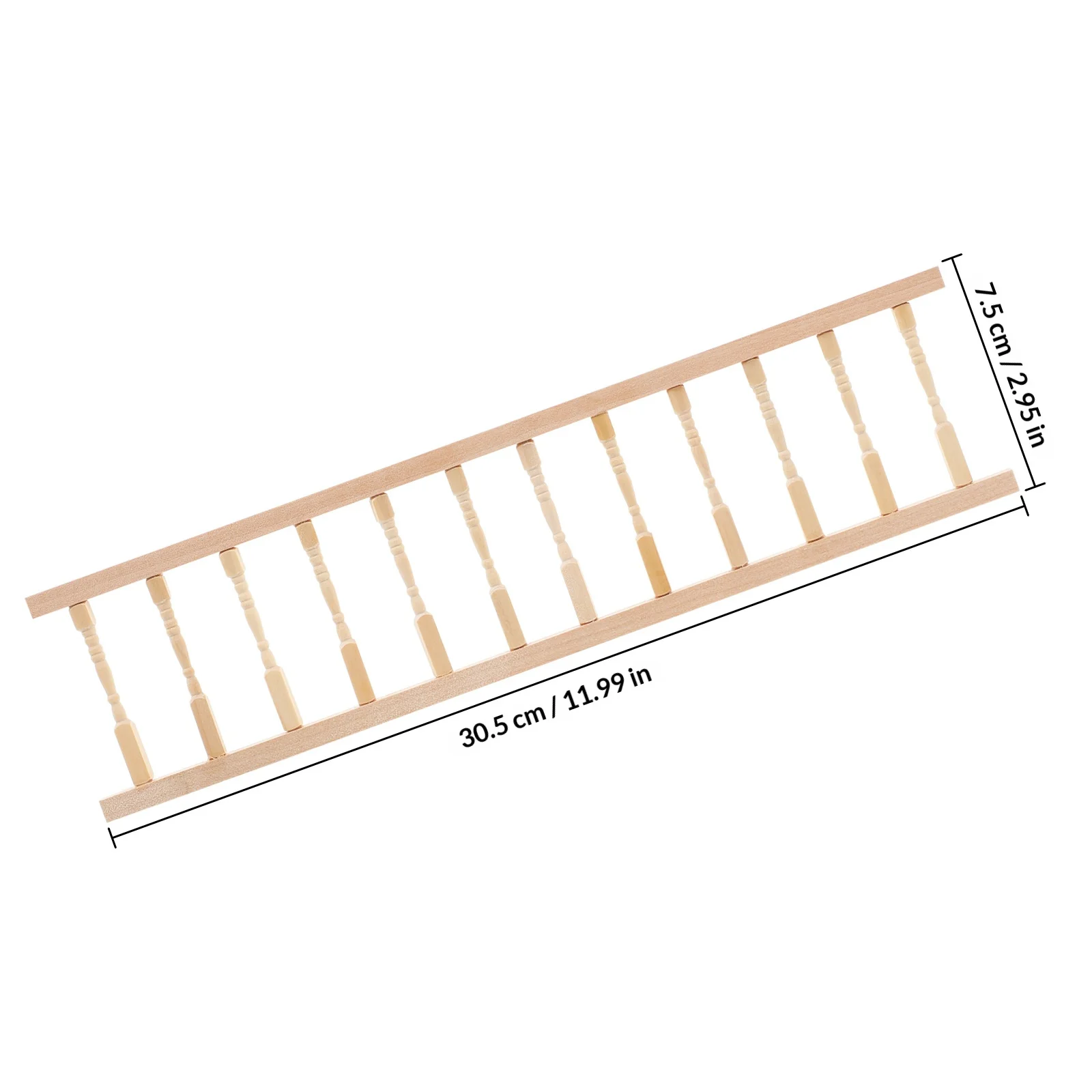 2Pcs Wooden Handrail Railings for 1:12 Mini House Decor - Premium Craftsmanship DIY Accessories Small Scale Stair Railing Kits