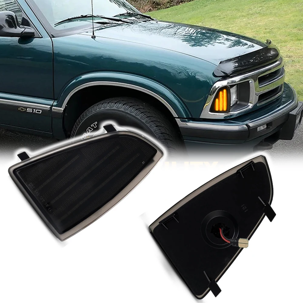Replacement Front Grill Bumper LED Side Marker Light for Chevrolet S10 Blazer Chevy S10 Pickup Truck 1994-1997 Amber