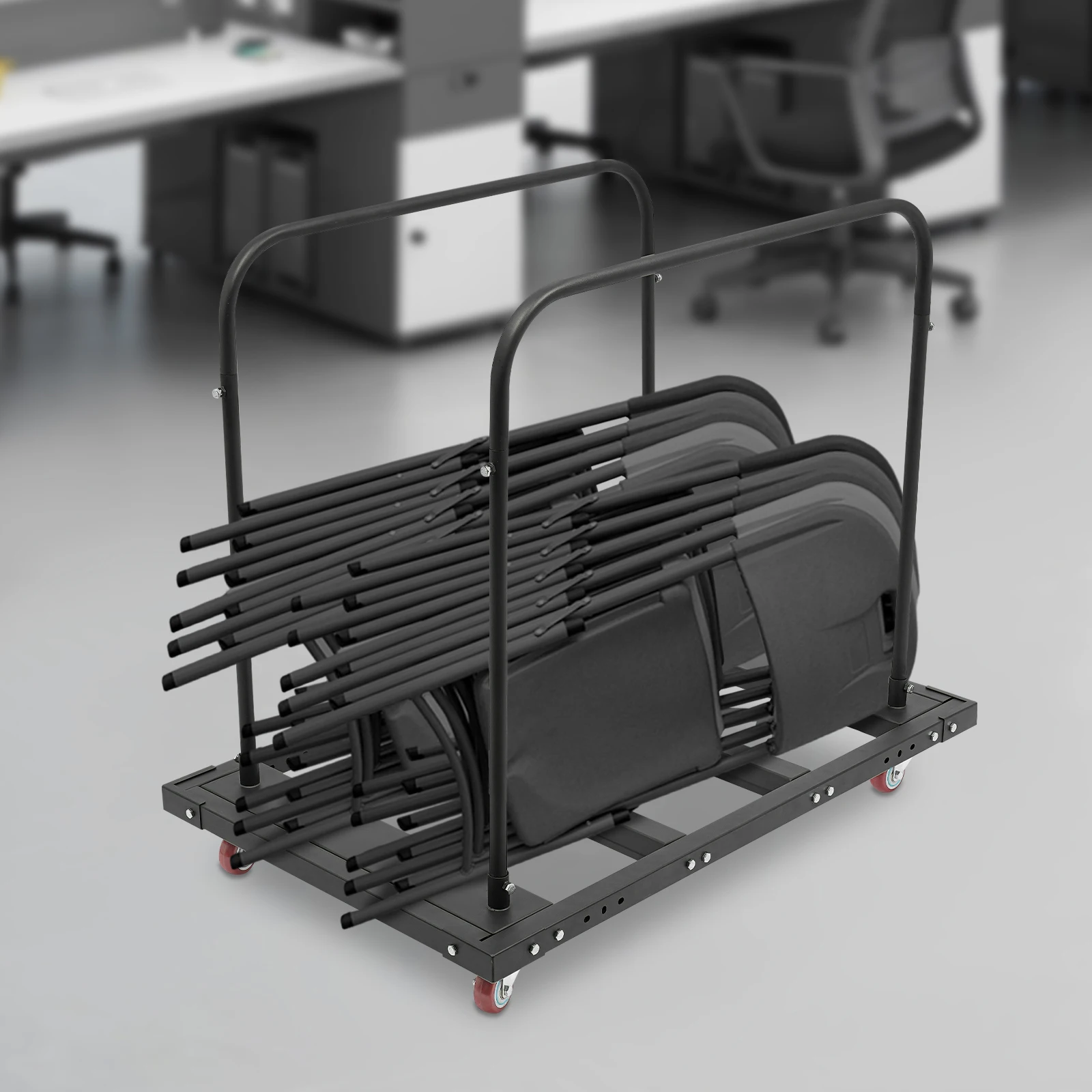 Black Folding Table Cart(Q235 Steel) - Spray Coating Process&Waterproof/Rust/Wear-Resistant, 264.55Lbs Load Capacity&Safe Use