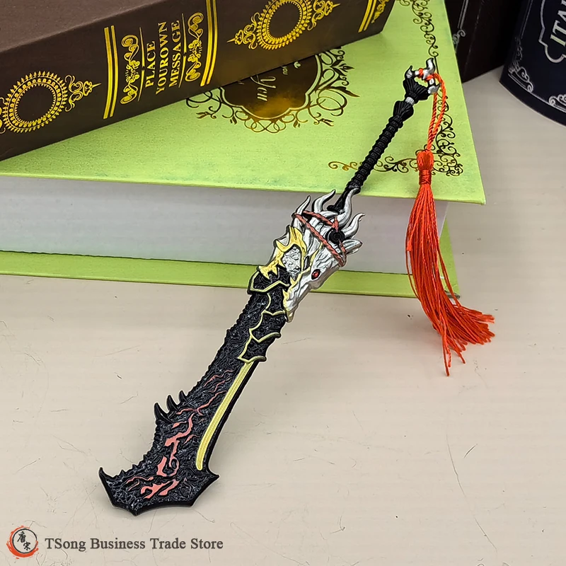 22CM Naraka Bladepoint Game Peripheral Metal Broad Blade Wolf Lord Replica Miniature Cosplay Cold Models Decorations Toy for Kid