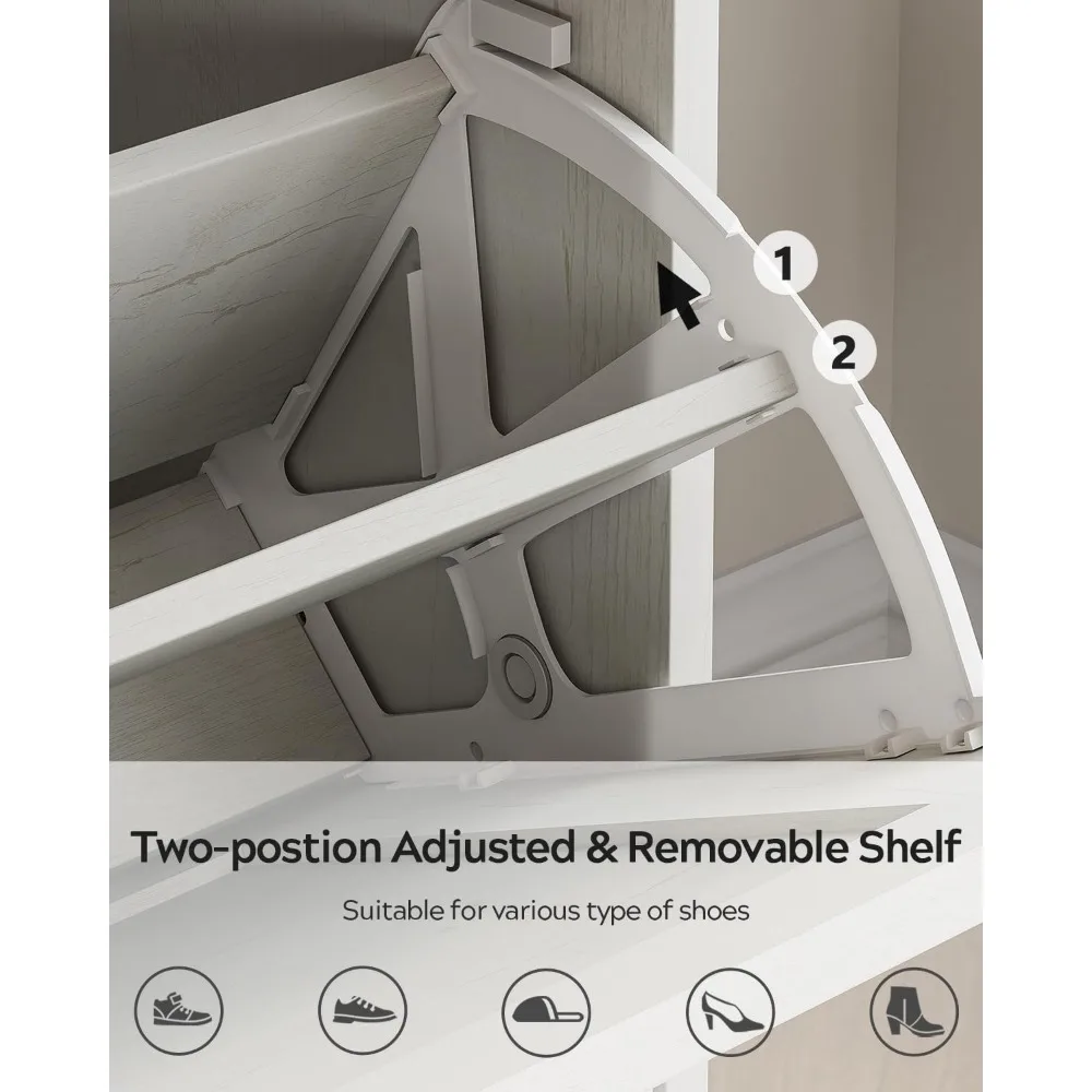 خزانة تخزين الأحذية الضيقة مع 3 أدراج قابلة للطي، منظم رف الأحذية الخشبي قائم بذاته للتخزين الفعال