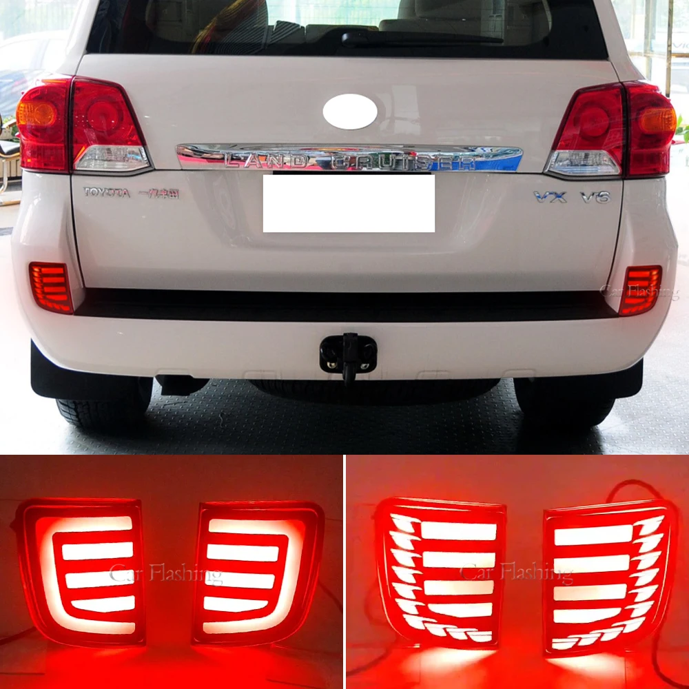 عاكس مصد خلفي ليد لتويوتا لاند كروزر LC200-، مصباح فرامل تحذير ، إشارة دوران ، مصباح ضباب ، إكسسوارات سيارة ، 12 فولت #1