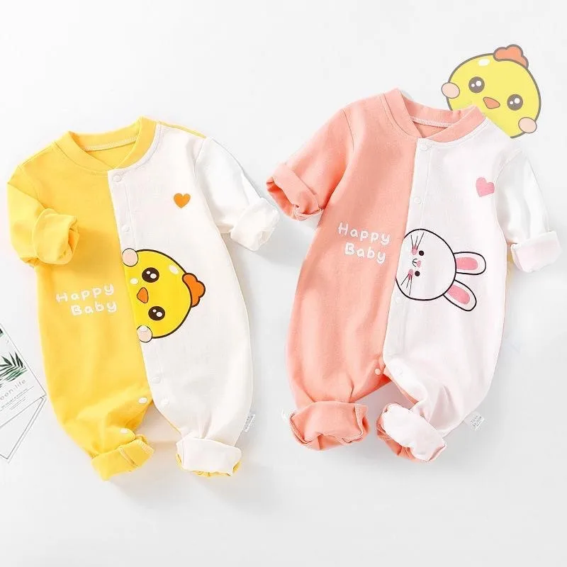 

Newborn Boys Girls Long Sleeve Bodysuits Cute Soft Pure Cotton Rompers Autumn Winter Outer Wear Babies Cartoon Printed Pajamas