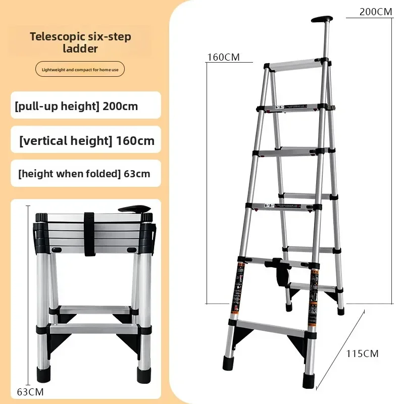 Telescopic herringbone ladder Stainless steel bamboo ladder Lifting stairs One-key shrinkage Thickened lifting engineering