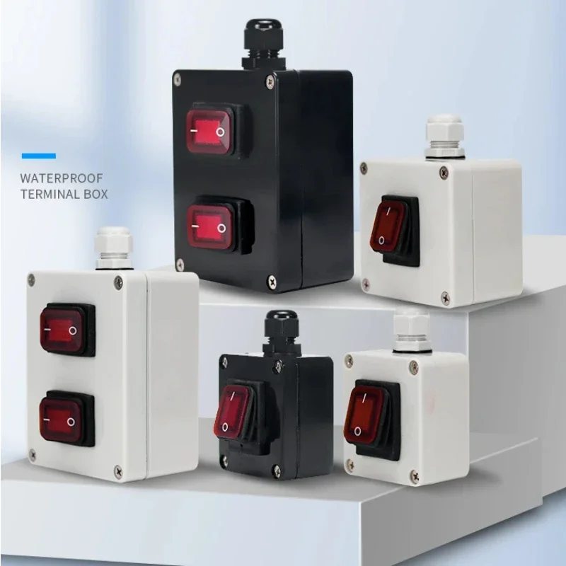 Outdoor Waterproof Socket Switch IP65 Dustproof Black/White Second Gear Four-corner Boat Switch for Enhanced Weather Resistance