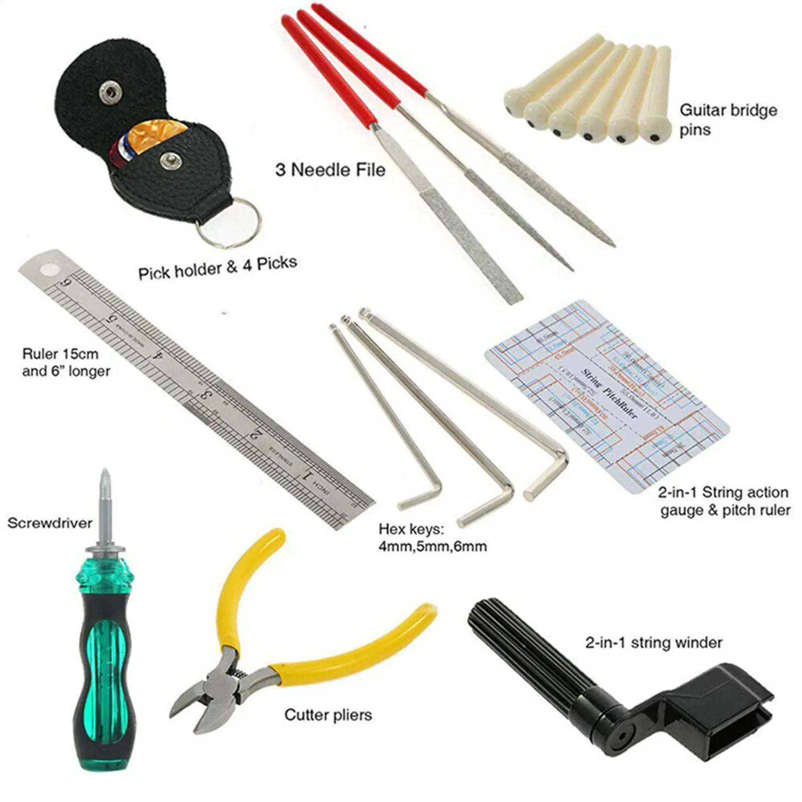 Guitar Setup Tools With Screwdriver Picks Storage Bag Wire Cutters Set Acoustic Guitar Accessories Set For Beginners Players