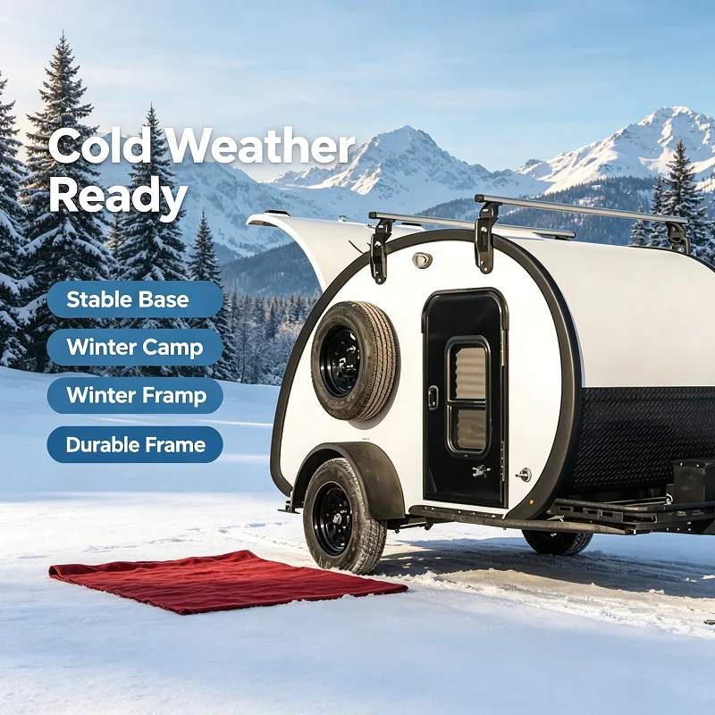 Towable Camper Trailer, Lightweight Compact Camper with Kitchenette and Sleeping Berth for Outdoor Weekend Getaway Adventure