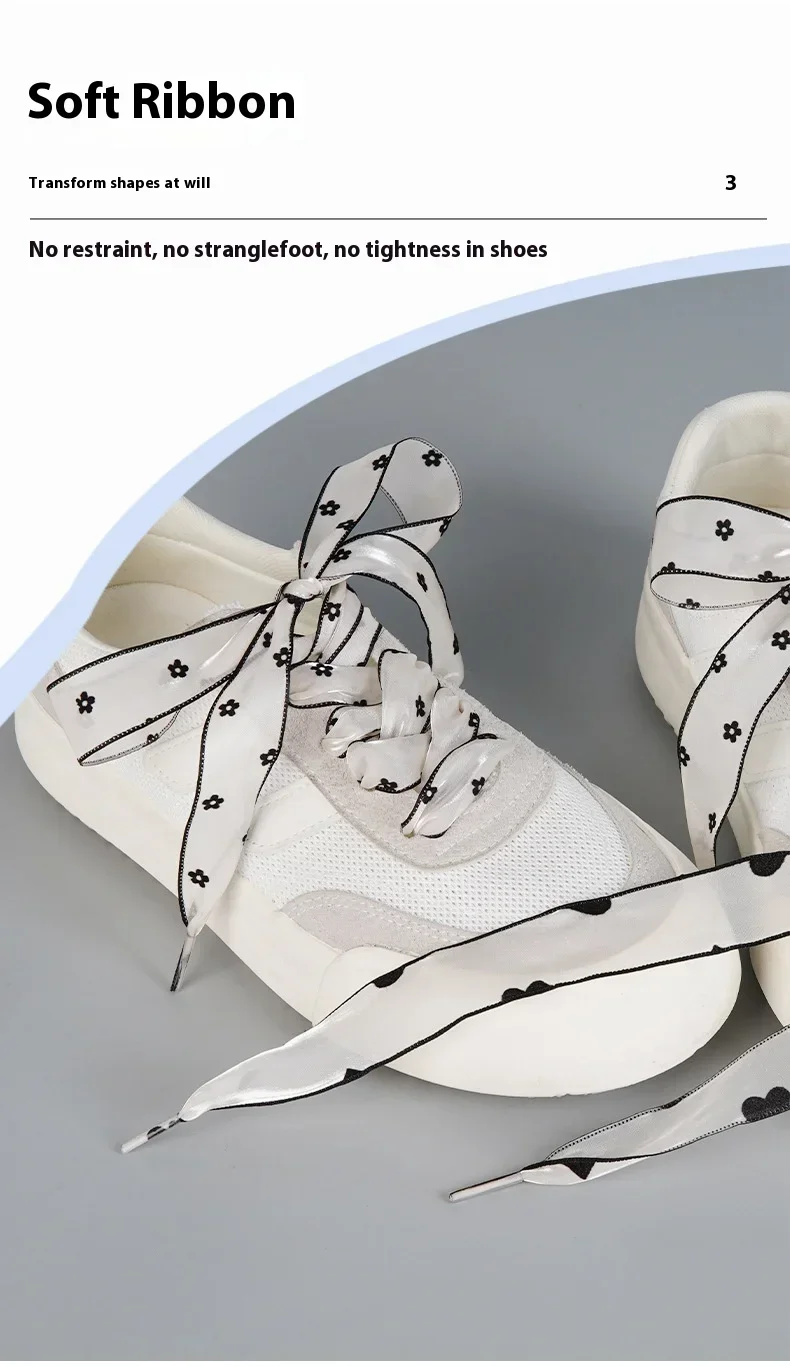 Polka Dot Ribbon Schnürsenkel für Frauen Love Flower Schnürsenkel für Sneakers Flache Sike Lange Schnürsenkel 80/100/120/140CM Schuhzubehör – Detail 3