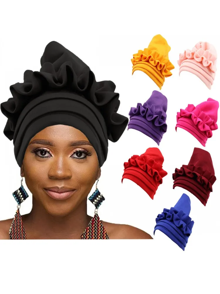 2023 New African Auto Gele Headtie Nigerian Wedding Gele Muslim Turban Cap Arab India Hat Female Head Wraps Turbante Mujer