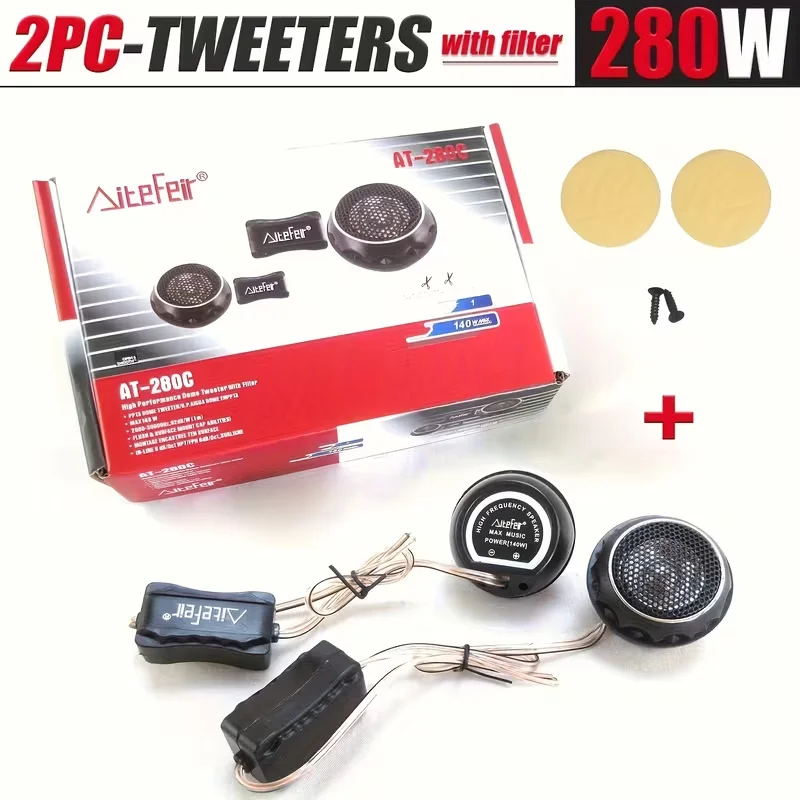 CarTweeters Car Audio Film Speaker Boxes2pcs 280W Car Tweeters with Filter Stereo Speakers Music Soft Dome Balanced
