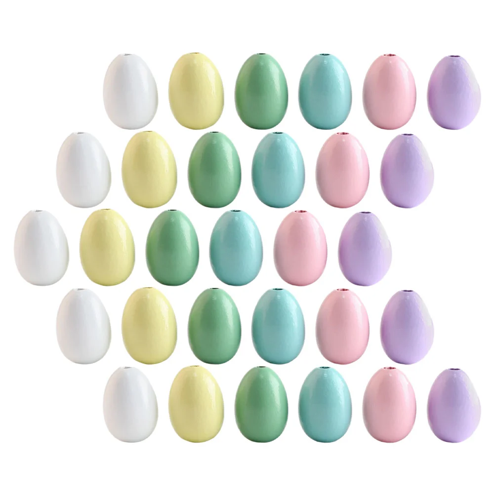 

60 Pcs Wooden Easter Egg Beads Diy Wood Bead String Garland Decor Handcraft Jewelry Necklace Bracelet Wooden Beads For Egg Shape