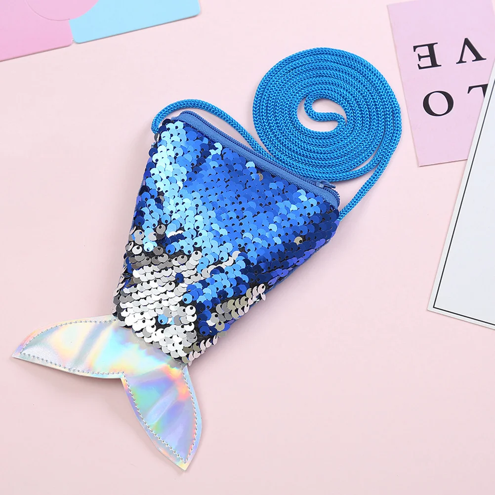 

Sequins Coin Purse Royalblue Mermaid Tail Design Small Pouch For Women Crossbody Sling Bag Daily Party Travel Use