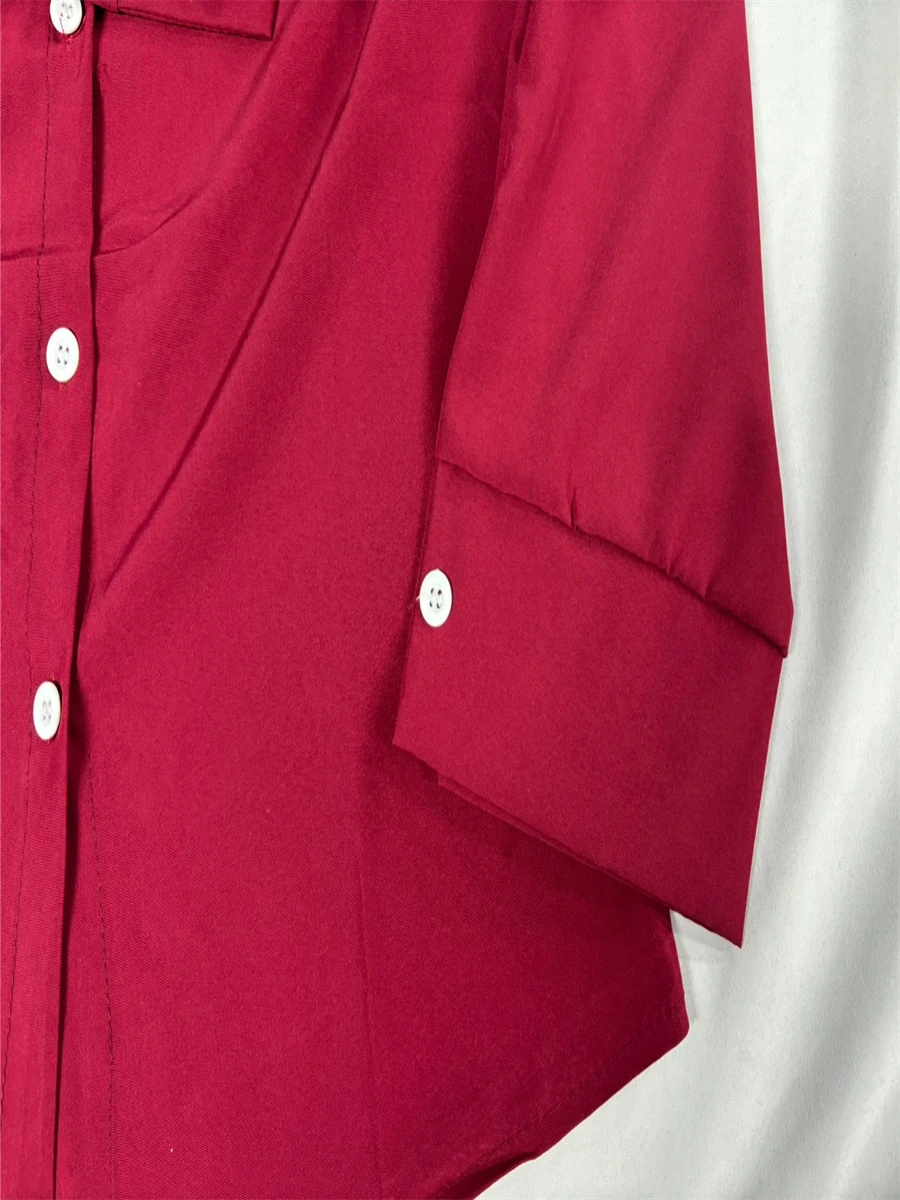 مخطط بوبلين مريح القطع على طراز Preppy طلاب الجامعات ربيع طوال اليوم خفيف الوزن للاستخدام اليومي للنساء بأزرار سفلية #6