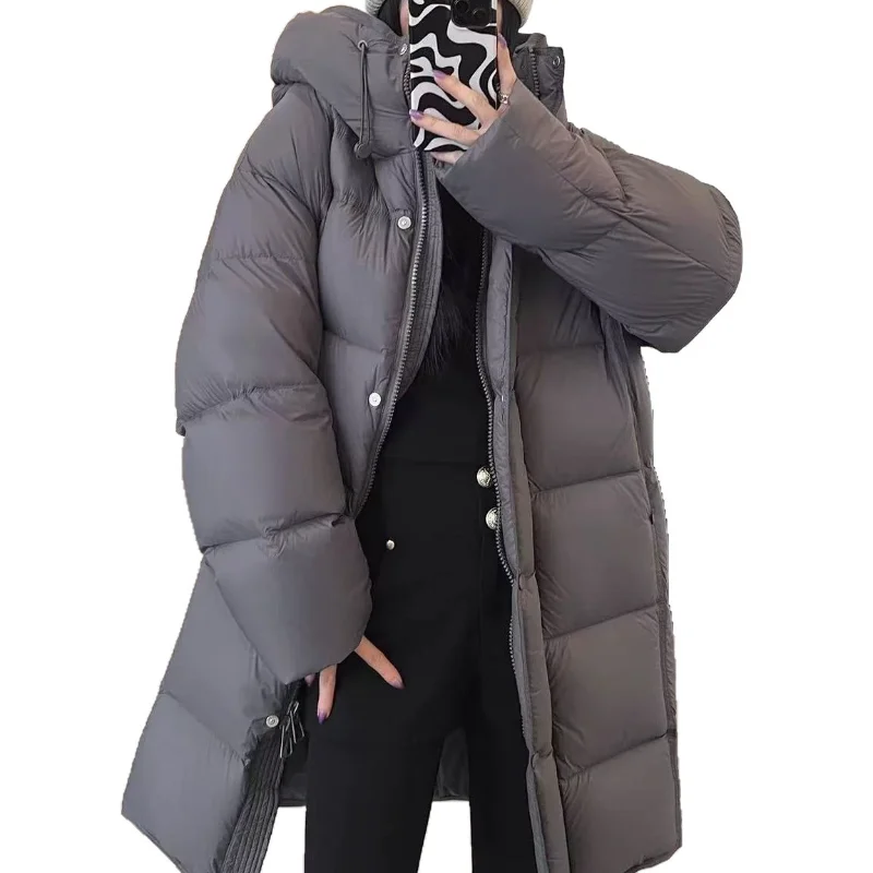 Piumino da donna 2025 Autunno/Inverno Nuovo stile di media lunghezza dimagrante opaco Cappotto ispessito versatile alla moda