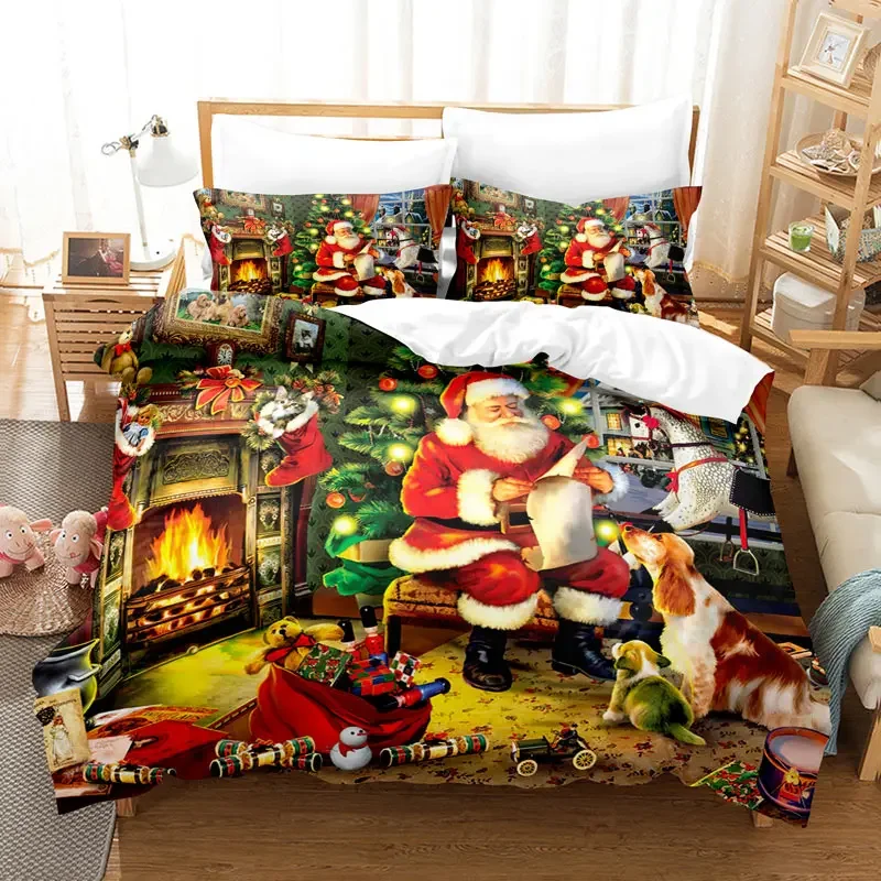 3D Christmas Print Quilt Cover Bedding Set Duvet Comforter Pillow Case Bed Linen Twin Queen King Double Full Single 3PCS Bedroom