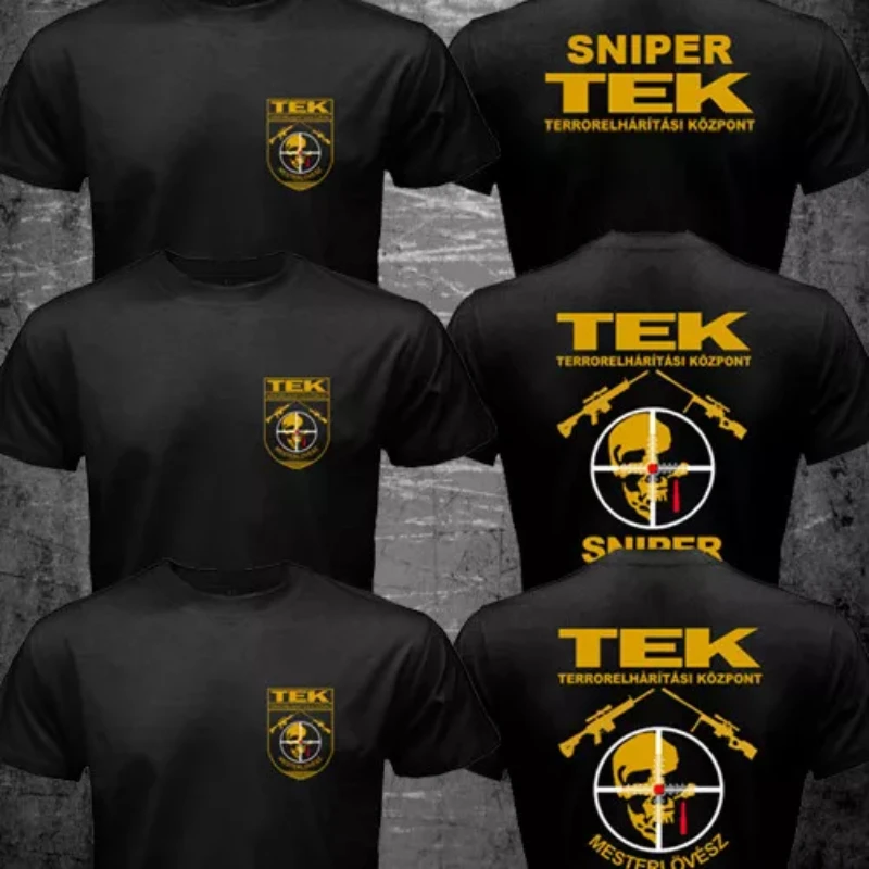 

Hungarian Sniper TEK Police Special Forces Counter-terrorism Unit Short-sleeved Cotton T-shirt Men's Personalized Casual Top